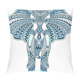Personality  Vector Blue Decorated Indian Elephant Pillow Covers