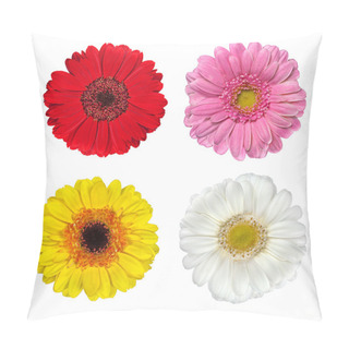 Personality  Four Fresh Gerbera Flowers Isolated On White Pillow Covers