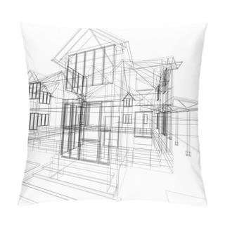 Personality  Sketch Of House Pillow Covers