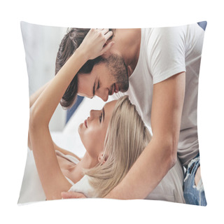 Personality  Attractive Girlfriend And Handsome Boyfriend Kissing In Bed Pillow Covers