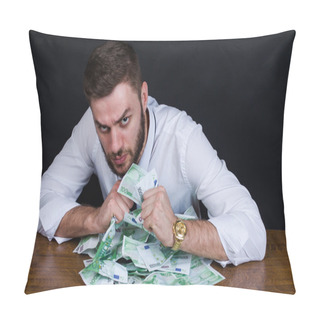 Personality  Greedy Man With Money Pillow Covers