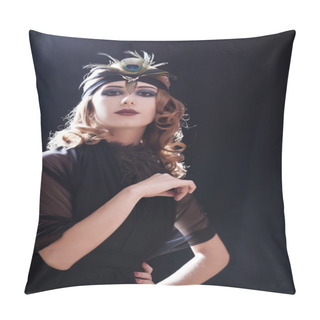Personality  Redhead Girl In 20-s Style. Pillow Covers