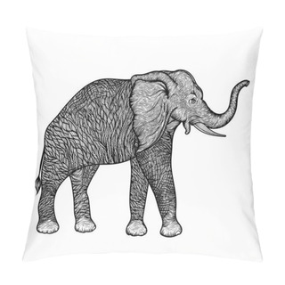 Personality  Elephant In Profile Line Art Boho Design. Vector Illustration Pillow Covers