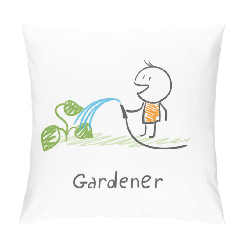 Personality  Gardener watering plants pillow covers