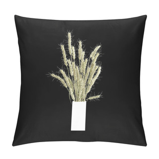 Personality  3d Illustration Of Flower Vase Decoration Isolated On Black Background Pillow Covers