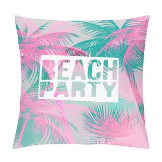 Personality  Tropical Background With Palm Tree - Vector Illustration Pillow Covers