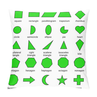 Personality  Set Of 2D Shapes With Their Name Vector Illustration Pillow Covers