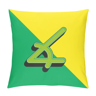 Personality  Angle Of Acute Shape Green And Yellow Modern 3d Vector Icon Logo Pillow Covers