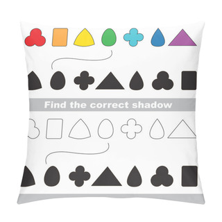 Personality  Geometric Shapes Set. Find Correct Shadow. Pillow Covers