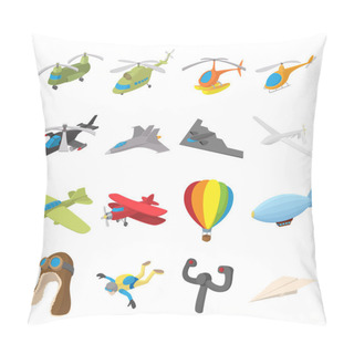 Personality  Aviation Icon Set, Cartoon Style Pillow Covers
