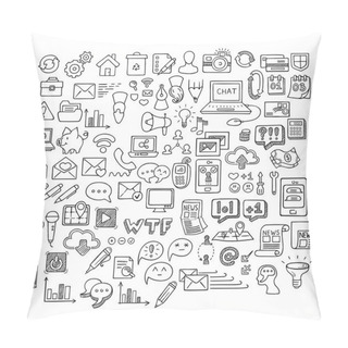 Personality  Set Of Universal Doodle Icons. Variety Of Topics. Pillow Covers