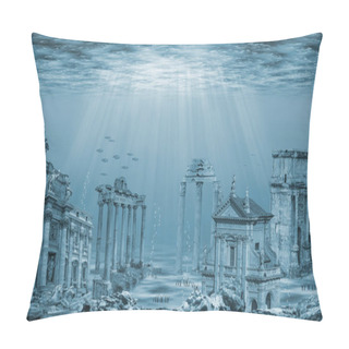 Personality  Illustration - Ruins Of The Atlantis Civilization. Underwater Ruins Pillow Covers