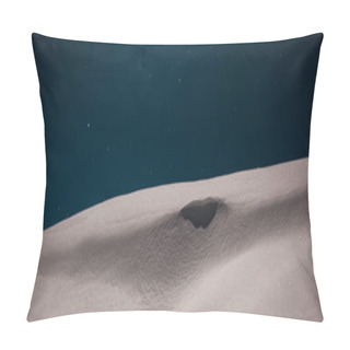 Personality  Scenic View Of Mountain Covered With Pure White Snow Against Night Starry Sky, Panoramic Shot Pillow Covers