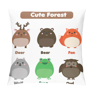 Personality  Cute Forest Animals Wildlife Set. Children Style, Isolated Design Elements, Vector Illustration Pillow Covers