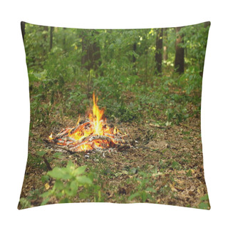 Personality  Bonfire In The Forest. Pillow Covers