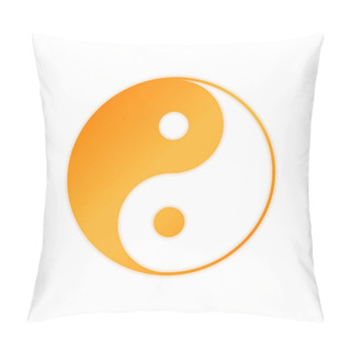 Personality  Yin Yan Symbol. Orange Sign With Low Light On White Background Pillow Covers