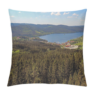 Personality  Panorama From The Lipno Reservoir Of The Vltava River On The Border Of The Czech Republic And Austria With Meadows And Forests. Pillow Covers
