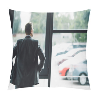 Personality  Back View Of Man In Formal Wear Looking Through Window  Pillow Covers
