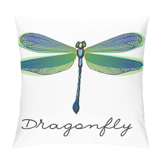Personality  Hand Drawn Colorful  Dragonfly With Doodle Drawn Wings Pillow Covers