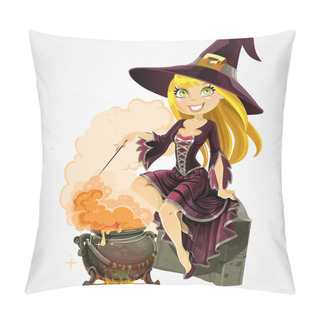 Personality  Beautiful Witch In The Boiler With A Potion Pillow Covers