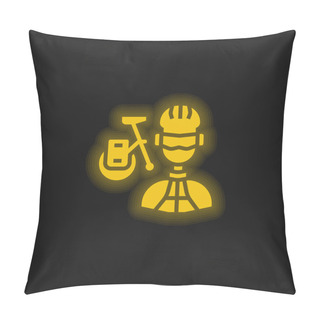 Personality  Biker Yellow Glowing Neon Icon Pillow Covers