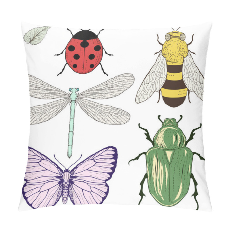 Personality  Insects set drawing pillow covers