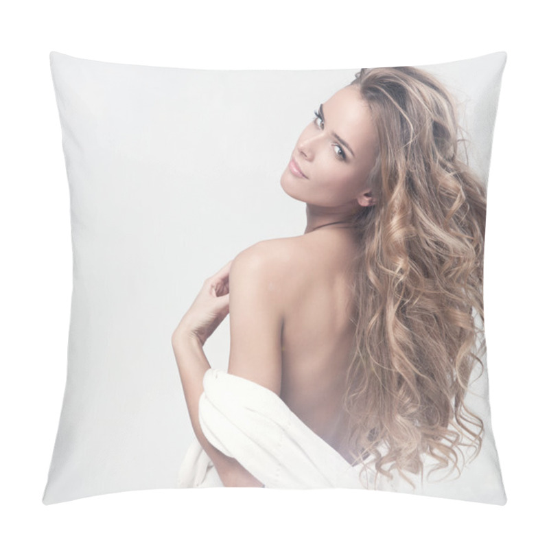 Personality  Portrait of beautiful blonde woman pillow covers