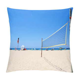 Personality  Beach Volleyball Net On Sandy Beach Pillow Covers