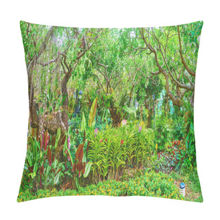 Personality  Panorama Of Lush Greenery In Orchid Garden Of Rajapruek Park, Chiang Mai, Thailand Pillow Covers
