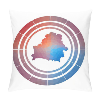 Personality  Belarus Badge Bright Gradient Logo Of Country In Low Poly Style Multicolored Belarus Rounded Sign Pillow Covers