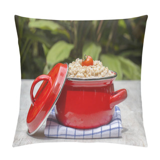 Personality  Red Pan With Wheat Porridge - Traditional Meal In Ukraine, Belarus And Russia Pillow Covers