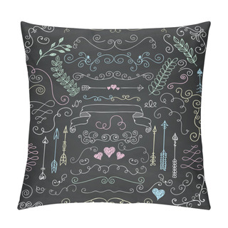 Personality  Vector Chalk Drawing Rustic Floral Design Elements Pillow Covers