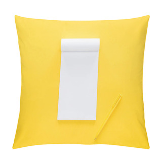 Personality  Top View Of Blank Notebook On Yellow Background Pillow Covers