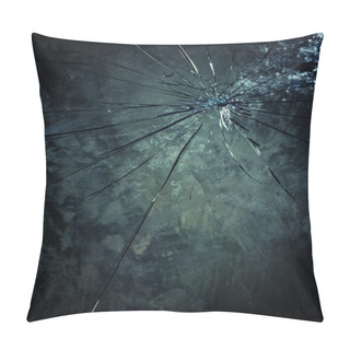 Personality  Broken Glass Over Grey Background. Pillow Covers