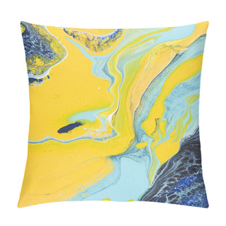 Personality  Abstract Background With Yellow And Blue Acrylic Paint Pillow Covers