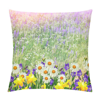 Personality  Summer Landscape With Wildflowers. Pillow Covers