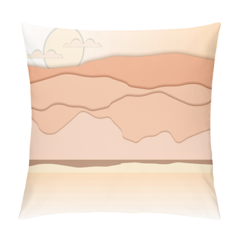Personality  Paper desert. Mountain landscape with shadows. Vector illustration pillow covers