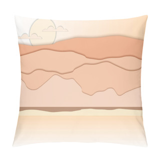 Personality  Paper Desert. Mountain Landscape With Shadows. Vector Illustration Pillow Covers