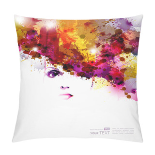 Personality  Abstract Design Elements With Woman Face Pillow Covers