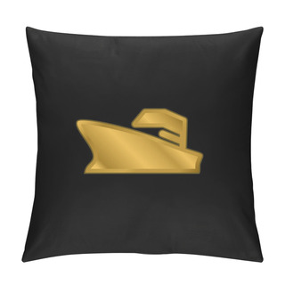 Personality  Battleship Gold Plated Metalic Icon Or Logo Vector Pillow Covers