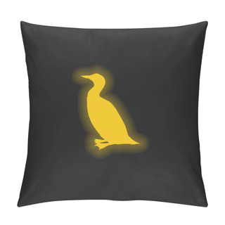 Personality  Bird Loon Shape Yellow Glowing Neon Icon Pillow Covers