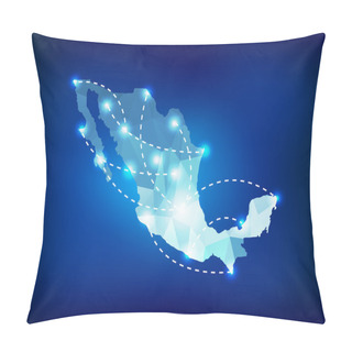 Personality  Mexico Country Map Polygonal With Spot Lights Places Pillow Covers