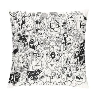 Personality  Vector Illustration Of Monsters And Cute Alien Friendly, Cool, Cute Hand-drawn Monsters Collection Pillow Covers