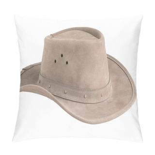 Personality  Leather Cowboy Hat Isolated On White. Pillow Covers