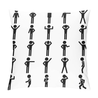 Personality  Stick Figure Positions Set Vector Icon. Pillow Covers