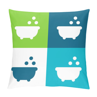 Personality  Bathtub Flat Four Color Minimal Icon Set Pillow Covers