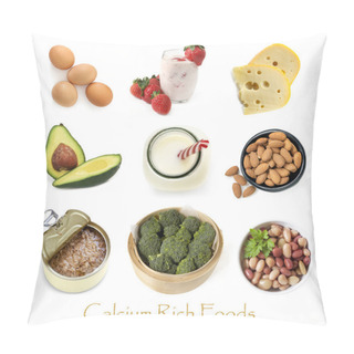 Personality  Calcium Rich Foods Isolated On White Pillow Covers