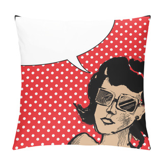 Personality  Retro Pop Art Girl Background Pillow Covers