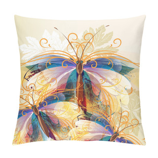 Personality  Colorful Background With Butterflies Pillow Covers