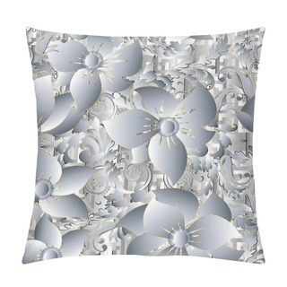 Personality  Vintage Floral 3d Greek Seamless Pattern. Pillow Covers